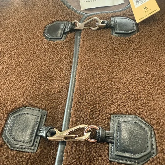 Rebecca Minkoff Brown Shearling Jacket with Toggle Closures - Picture 11 of 14